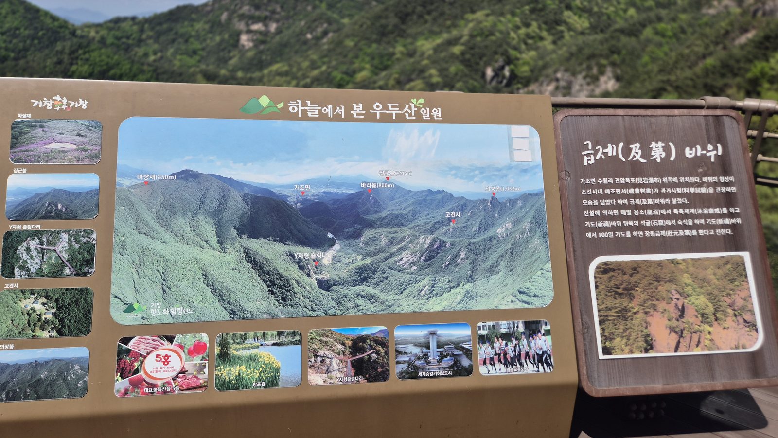 하늘에서 본 우두산 일원 전망 안내판